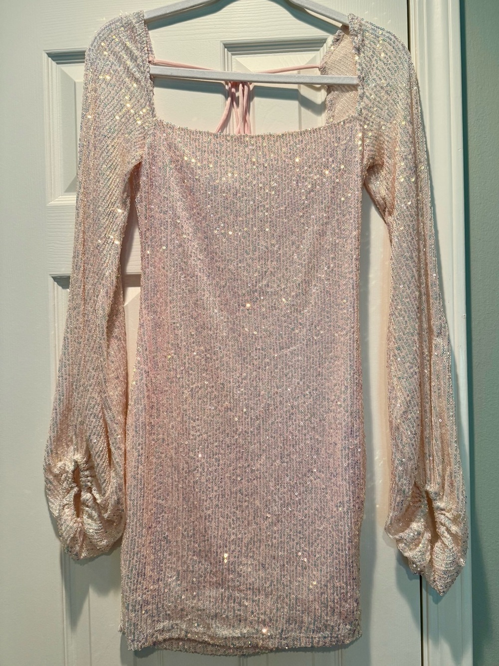 Lucy in the Sky Pale Pink Sequin Mini Dress, size Medium